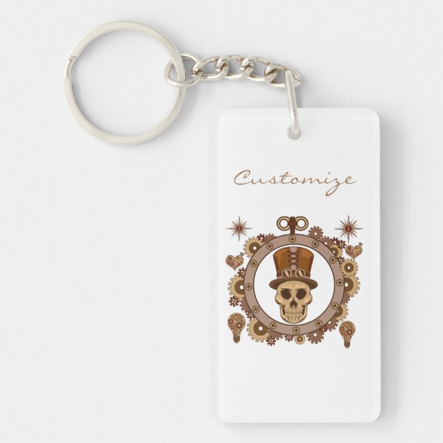 Steampunk Theme Top Hat Skull Thunder_Cove Key Ring (Front)