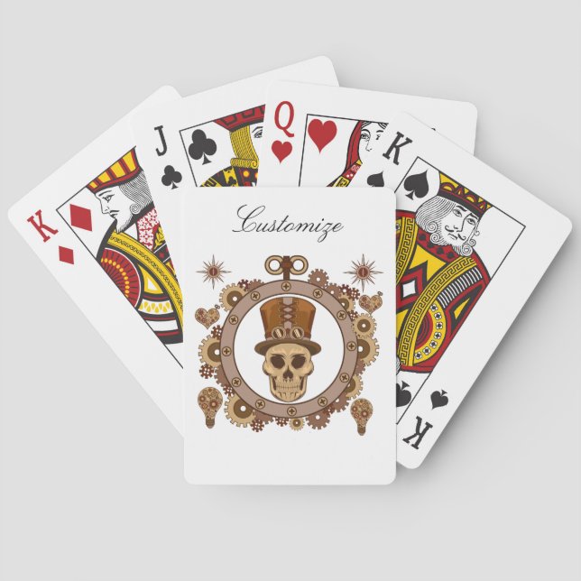 Steampunk Theme Top Hat Skull Thunder_Cove Playing Cards (Back)