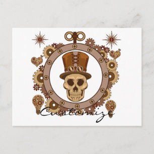Steampunk Theme Top Hat Skull Thunder_Cove Postcard