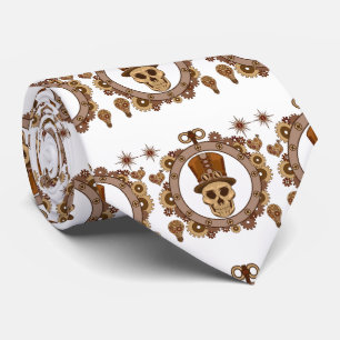 Steampunk Theme Top Hat Skull Thunder_Cove Tie