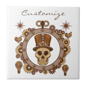 Steampunk Theme Top Hat Skull Thunder_Cove Tile