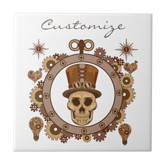 Steampunk Theme Top Hat Skull Thunder_Cove Tile (Front)
