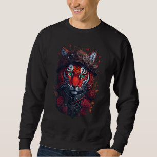 Steampunk Tiger flowers splash Tigers  Fantasy Art Sweatshirt