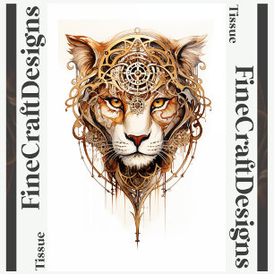 Steampunk Tiger Metallic Wheels Decoupage L 136 Tissue Paper