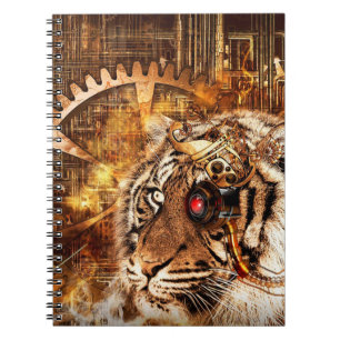 Steampunk Tiger Spiral Notebook