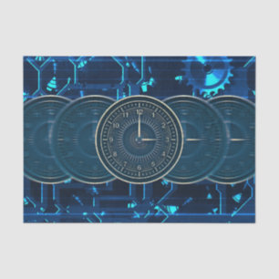 Steampunk Time Machine Clocks Gears Tissue Paper