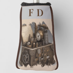 Steampunk Time Machine - Vintage Treasure Chest  Golf Head Cover