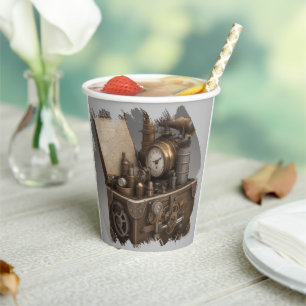 Steampunk Time Machine - Vintage Treasure Chest Paper Cups