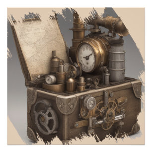 Steampunk Time Machine - Vintage Treasure Chest  Photo Print