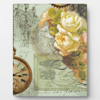 Steampunk Time & Yellow Roses Plaque