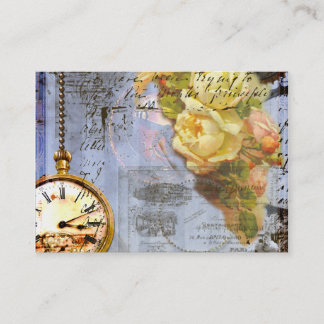 Steampunk Timepiece Yellow Roses Business Cards