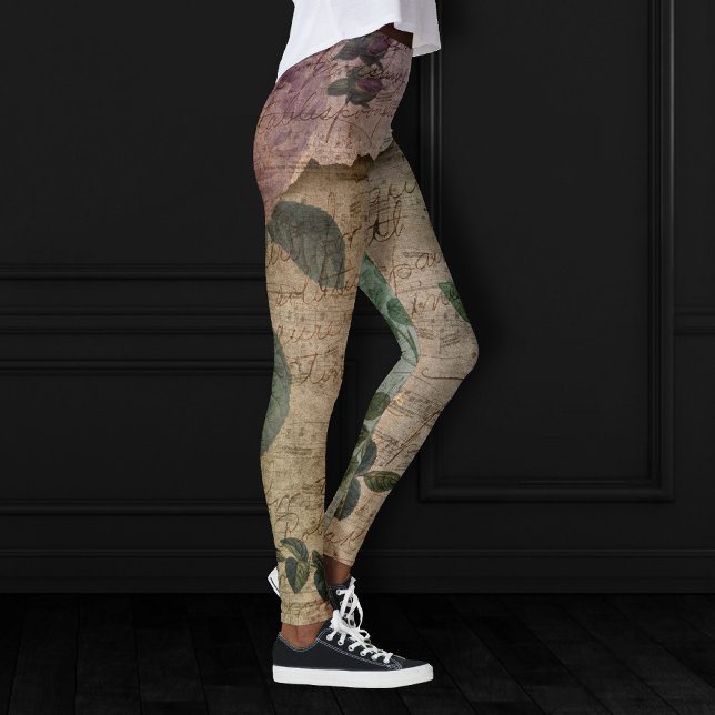 Steampunk Torn Rose | Vintage Distressed Ephemera Leggings (Creator Uploaded)