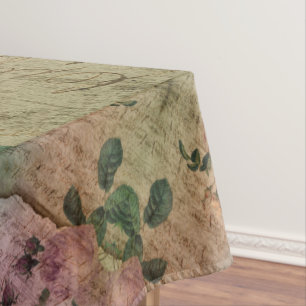 Steampunk Torn Rose   Vintage Distressed Ephemera Tablecloth