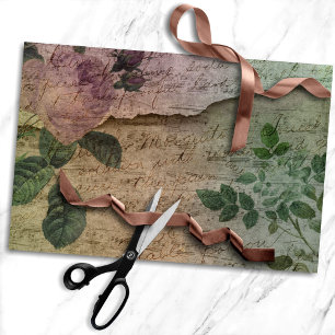 Steampunk Torn Rose   Vintage Distressed Ephemera Tissue Paper
