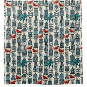 steampunk towers shower curtain