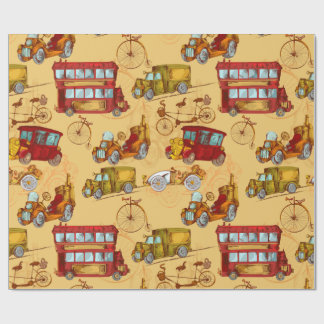 Steampunk transportation pattern wrapping paper