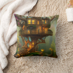 Steampunk Treehouse Observatory  Cushion