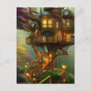Steampunk Treehouse Observatory Postcard