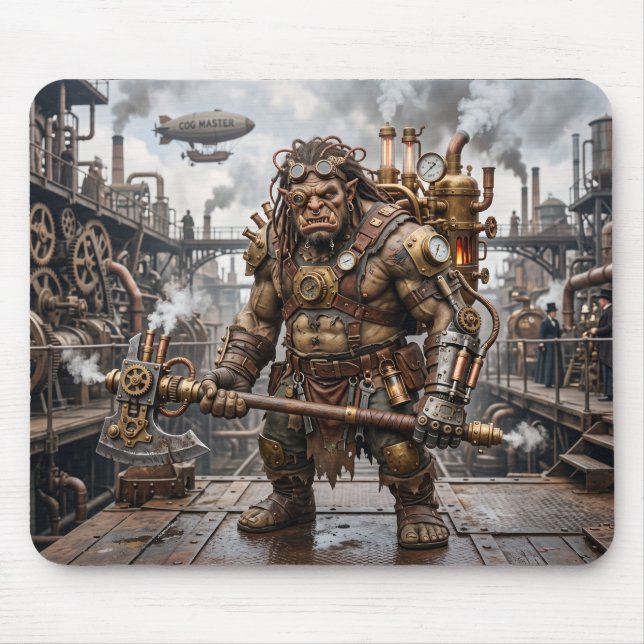 Steampunk Troll In Steampunk Factory Mouse Pad (Front)