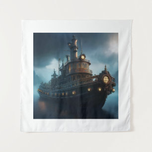 Steampunk Tug Boat Tapestry