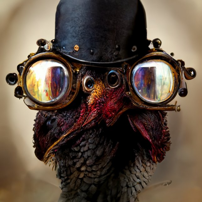 Steampunk Turkey in Top Hat with Goggles Lumbar Cushion (Creator Uploaded)