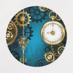 Steampunk turquoise Background with Gears