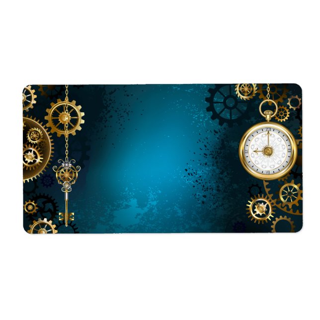 Steampunk turquoise Background with Gears (Front)