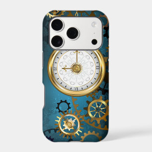 Steampunk turquoise Background with Gears