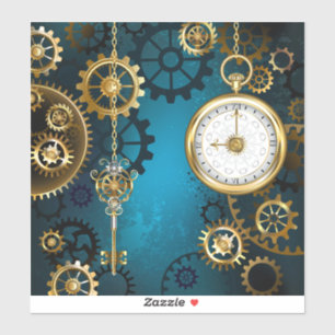 Steampunk turquoise Background with Gears