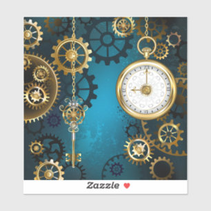 Steampunk turquoise Background with Gears