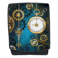 Steampunk turquoise Background with Gears