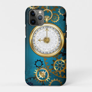 Steampunk turquoise Background with Gears Case-Mate iPhone Case