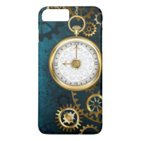 Steampunk turquoise Background with Gears