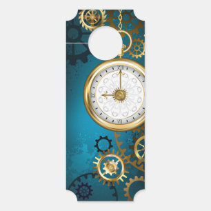 Steampunk turquoise Background with Gears Door Hanger