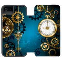 Steampunk turquoise Background with Gears