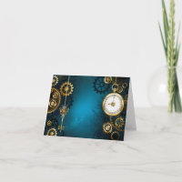 Steampunk turquoise Background with Gears