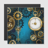 Steampunk turquoise Background with Gears