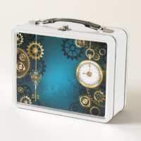Steampunk turquoise Background with Gears