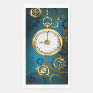 Steampunk turquoise Background with Gears Napkin