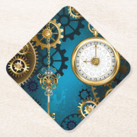 Steampunk turquoise Background with Gears