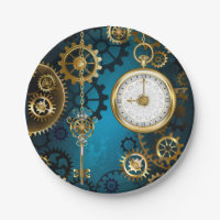 Steampunk turquoise Background with Gears