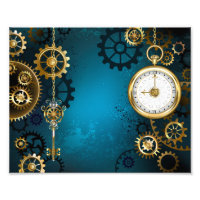 Steampunk turquoise Background with Gears