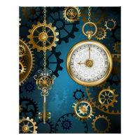 Steampunk turquoise Background with Gears