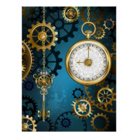 Steampunk turquoise Background with Gears