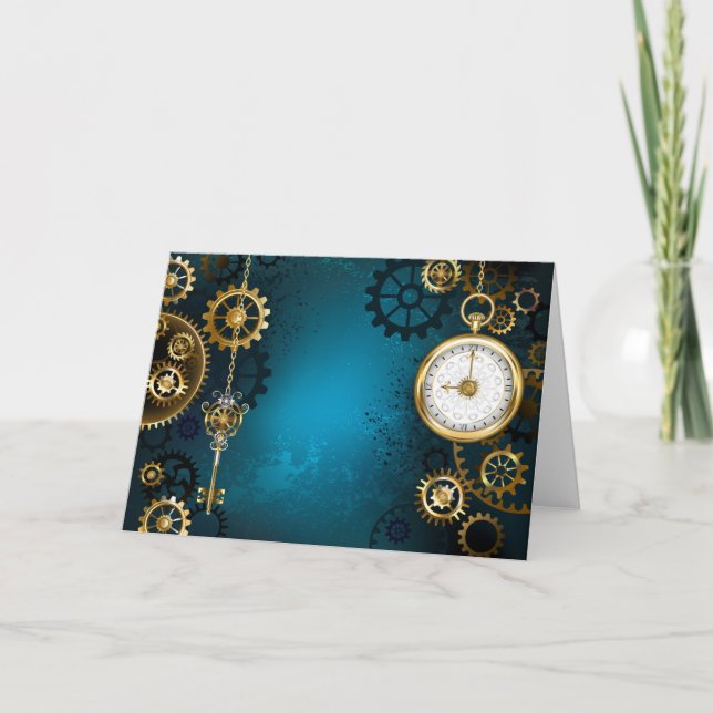 Steampunk turquoise Background with Gears Programme (Front)
