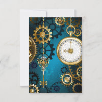 Steampunk turquoise Background with Gears