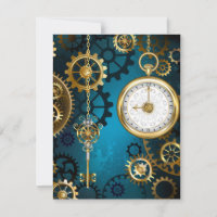 Steampunk turquoise Background with Gears