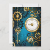 Steampunk turquoise Background with Gears