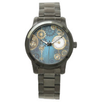 Steampunk turquoise Background with Gears