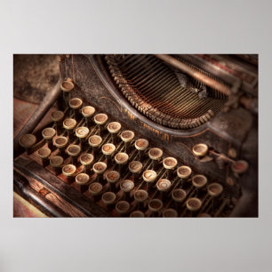 Steampunk - Typewriter - Too tuckered to type Poster